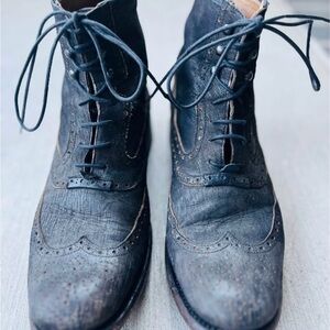 John Varvatos Black/Dark Gray Leather Classic Lace-Up Boots size 12